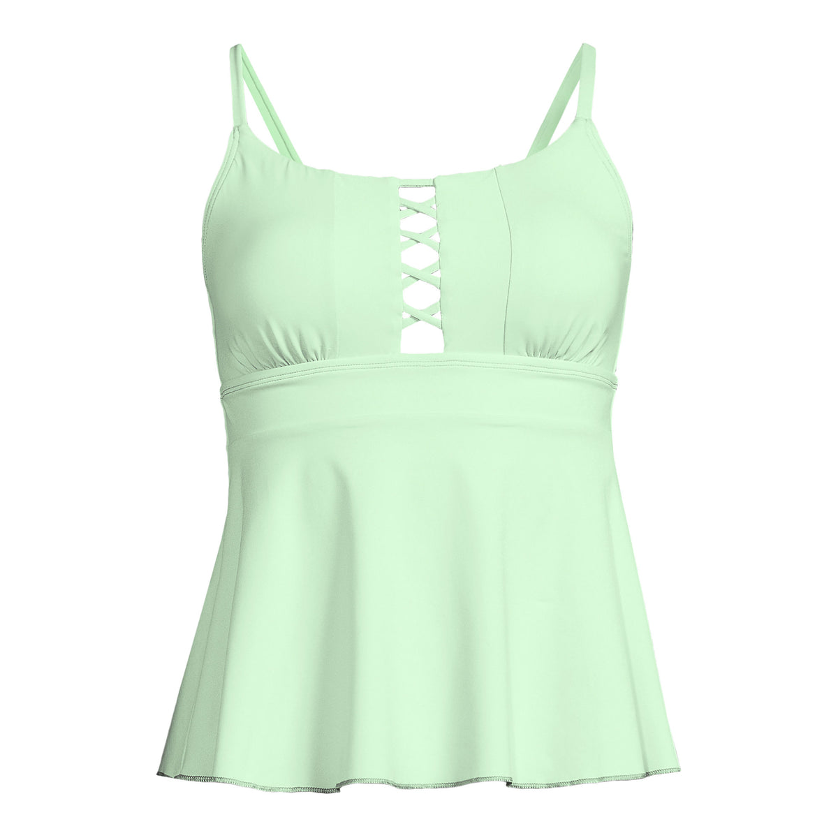 Women's Plus Size Lace-up Flutter Tankini Swimsuit Top