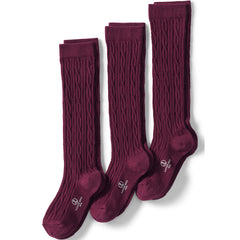 Girls Solid Cable Knee Socks (3-pack)