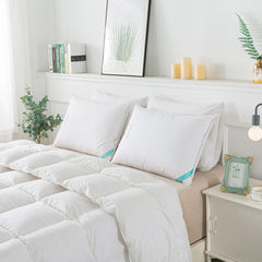 Waverly Antimicrobial 233 Thread Count Cotton White Duck Down and Feather Bed Pillow
