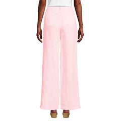 Women's High Rise Wide Leg Linen Pleated Pants