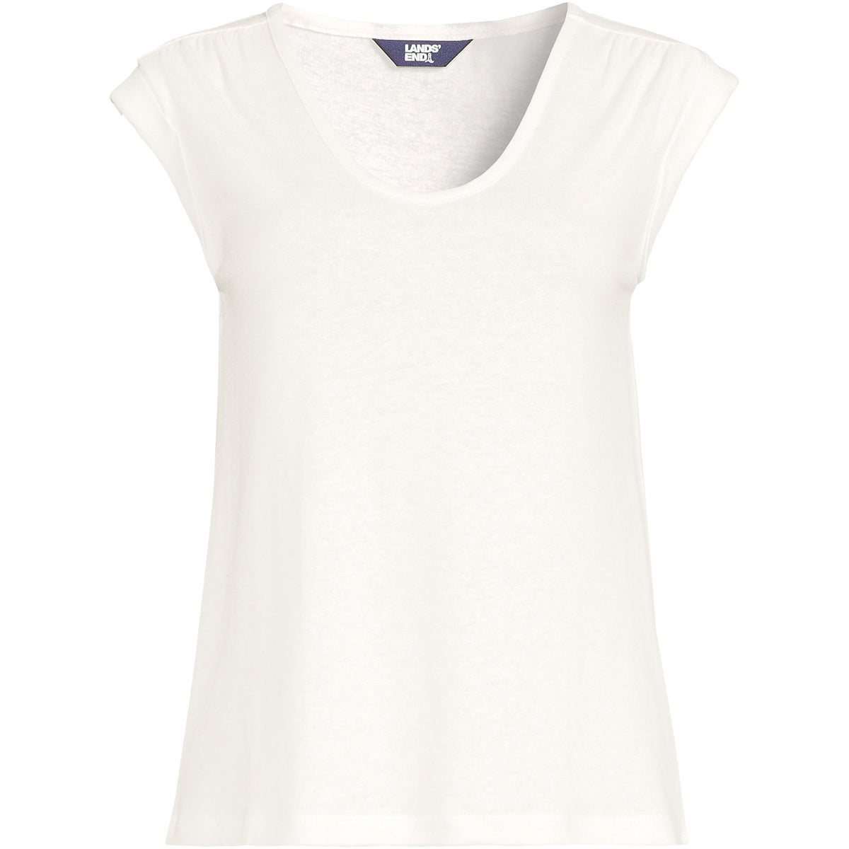 Women's Linen Blend Cap Sleeve Gathered Shoulder Tee