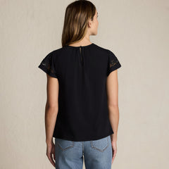 Women's Lightweight Jersey Crew Neck Ruffle Sleeve Flowy Top