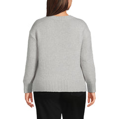 Women's Plus Size Boucle Easy Fit Crew Neck Sweater