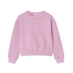Girls Knit Quilted Crew Neck Sweatshirt