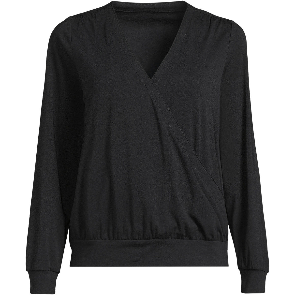 Women's Long Sleeve Lightweight Jersey Surplice Blouse