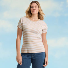 Women's Short Sleeve Crew Neck Micro Rib Mini Tee