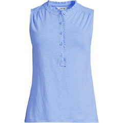 Women's Linen Blend Ruffle Trim Tank Top
