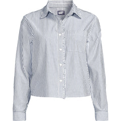 Women's Poplin Cropped Shirt with Ruffles