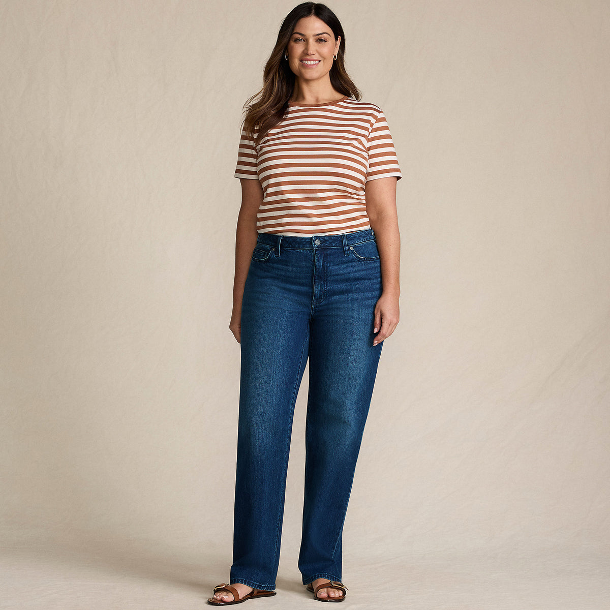 Women's Plus Size Soft Denim Mid Rise Relaxed Straight Leg Jeans