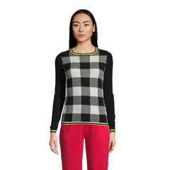 Women's Cashmere Crew Neck Sweater Tee - Jacquard