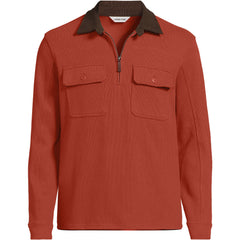 Men's Long Sleeve Corduroy Collar Bedford Rib Quarter Zip