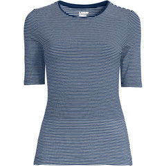 Women's Lightweight Jersey Skimming Elbow Sleeve Crew Neck T-shirt