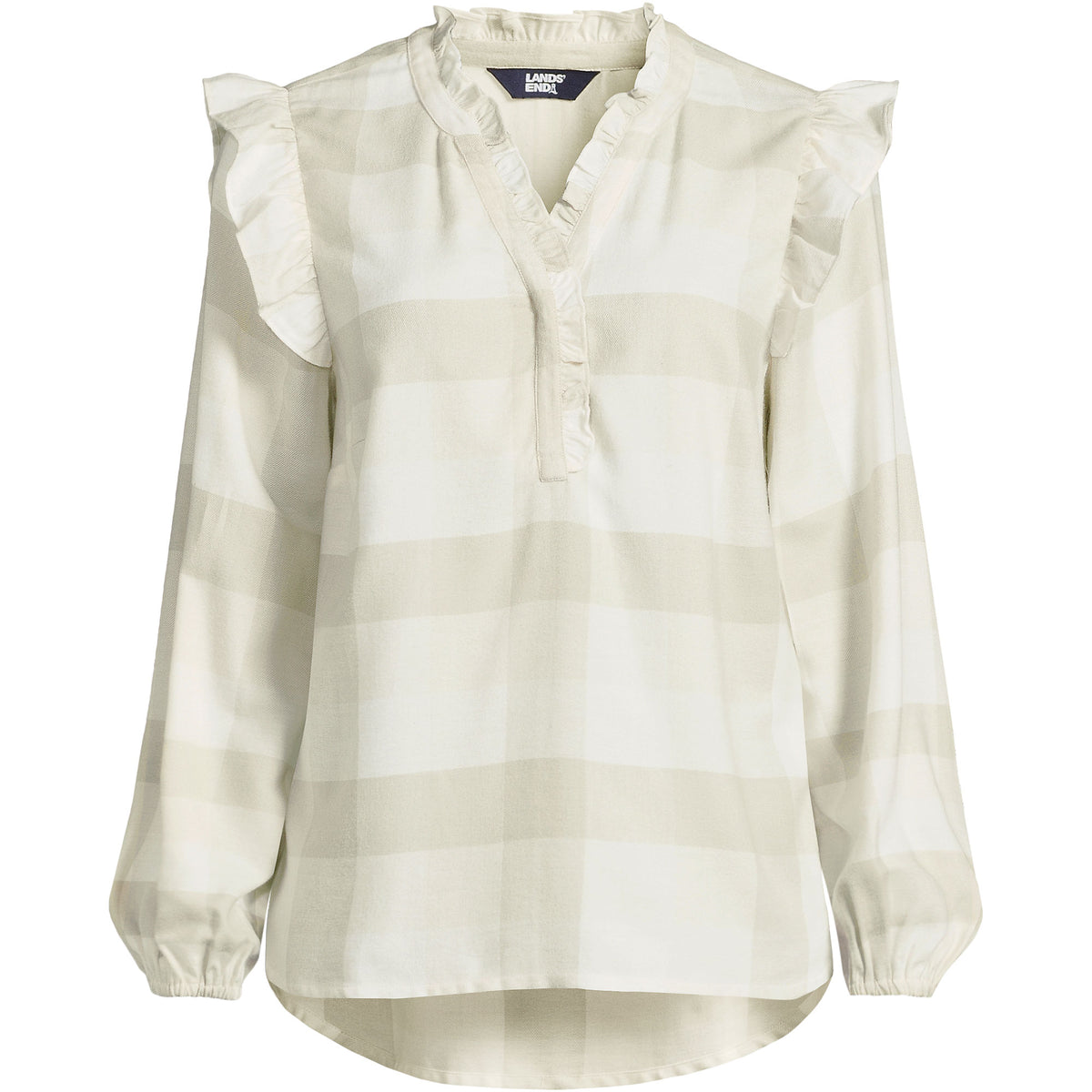 Women's Ruffle Front Flannel Popover Blouse