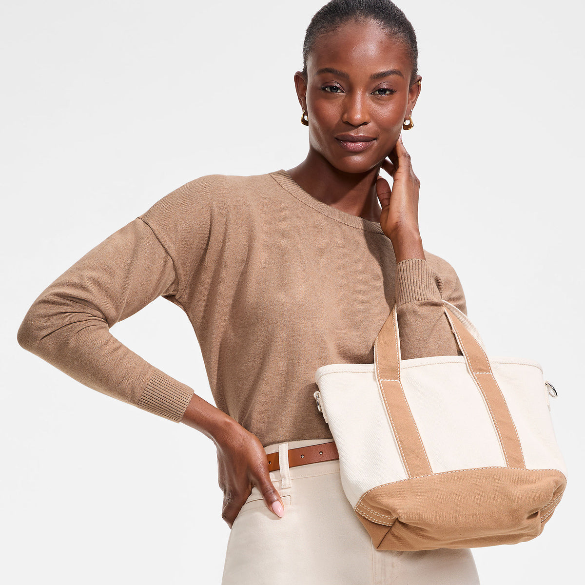 Women's Cotton Wedge Crew Neck Sweater