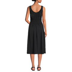 Women's Creaseless Scoop Neck Smocked Midi Dress