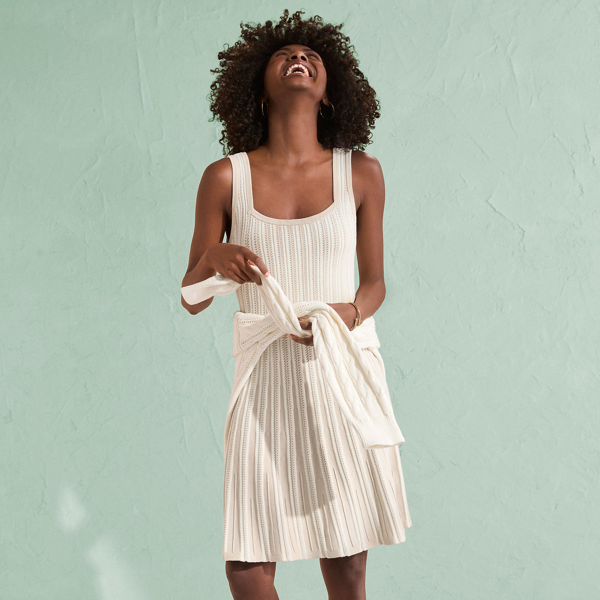 Women's Square Neck Above Knee Sweater Dress