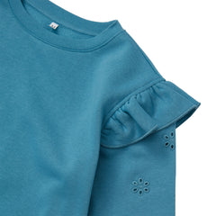 Girls Long Sleeve Cozy Fleece Ruffle Eyelet Sweatshirt