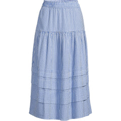 Women's Seersucker Pull On Midi Skirt