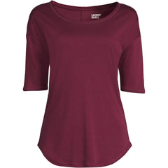 Women's Supima Micro Modal Elbow Sleeve Balletneck Curved Hem Top