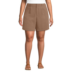 Women's Plus Size High Rise Pleated Crepe 7" Shorts