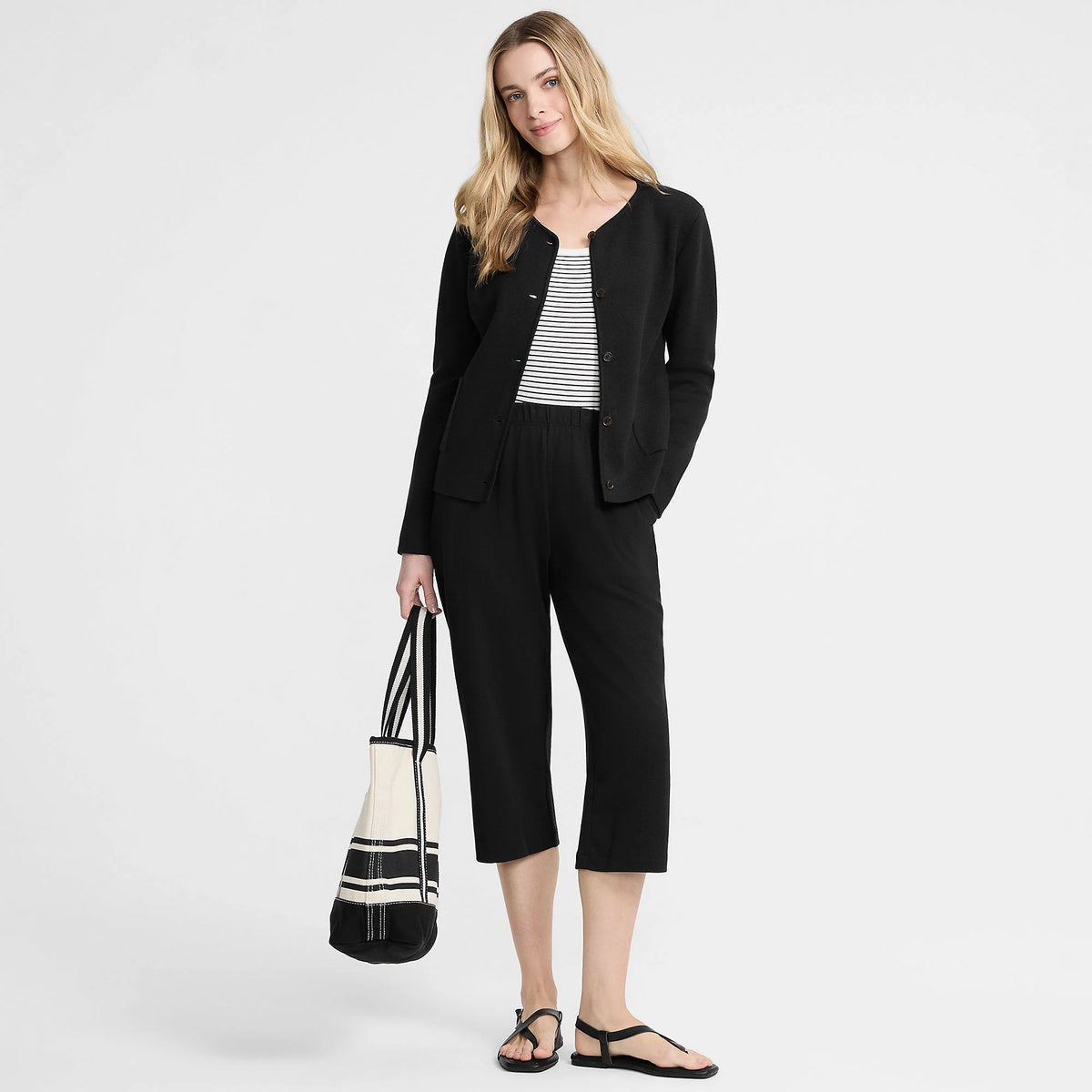 Women's Tall Sport Knit High Rise Elastic Waist Capri Pants