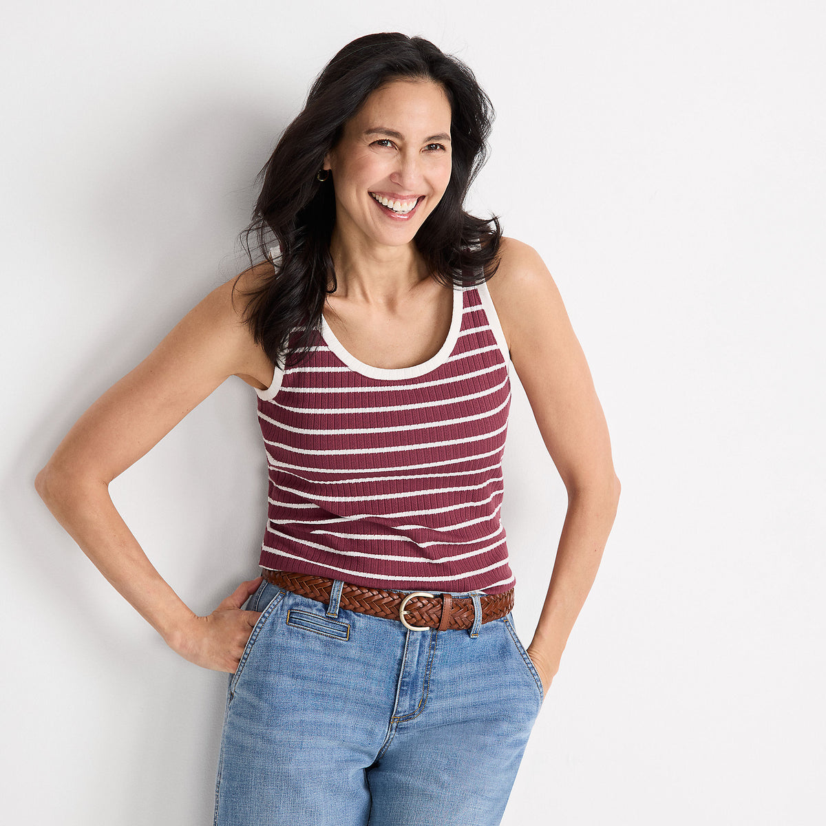 Women's Pointelle Rib UNeck Tank