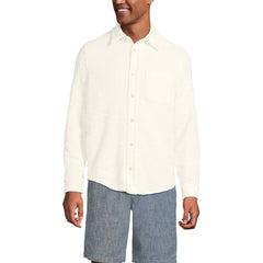 Men's Long Sleeve Knit Boucle Button Through Shirt