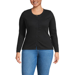 Women's Plus Size Long Sleeve Micro Rib Button Through Cardigan