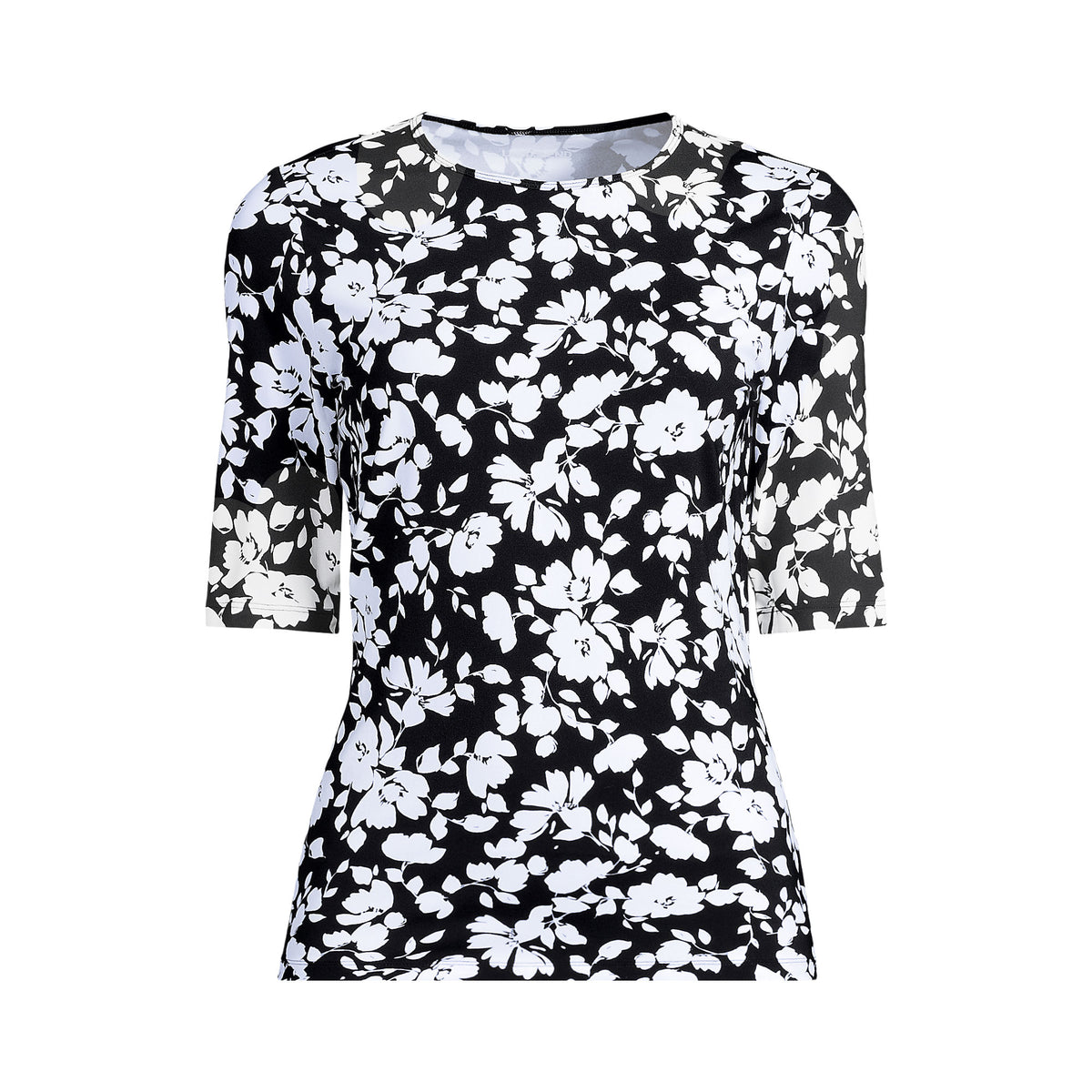Women's Petite SunShade UPF 50 Elbow Sleeve Rash Guard Swim Tee