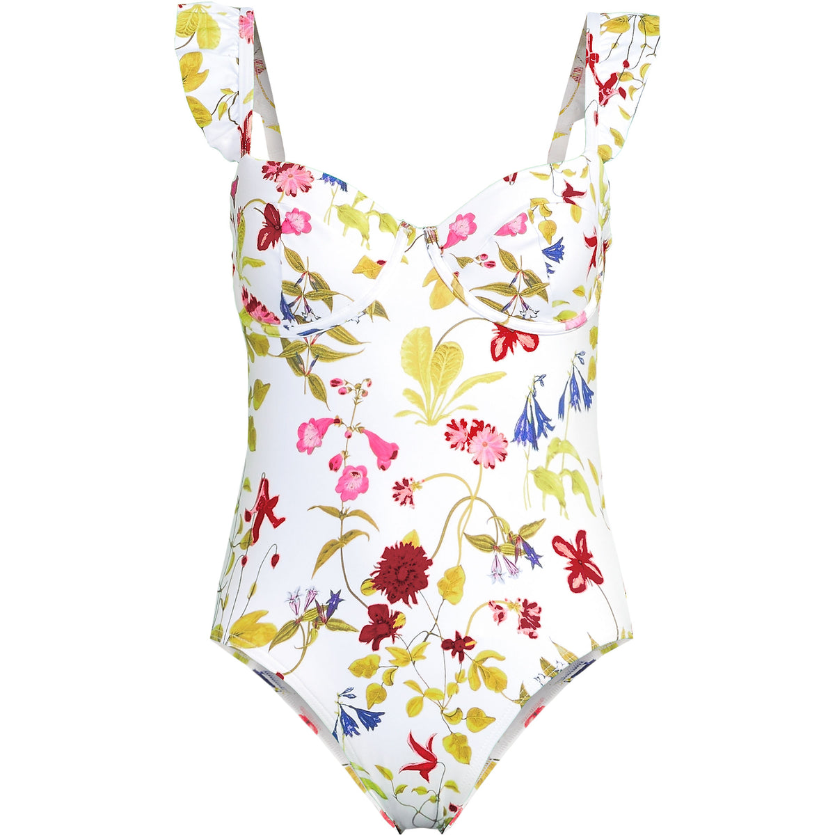 Women's Balconette Ruffle High Leg One Piece Swimsuit