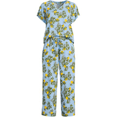 Women's Cooling Pajama Set - Short Sleeve Top and Crop Pants