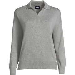 Women's Plus Size Cotton Modal Long Sleeve Polo Collar Sweater