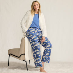 Women's Petite Pajama Gift Set - Knit Long Sleeve Top and Flannel Pants