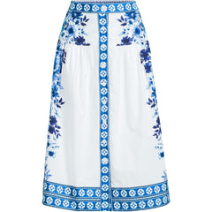 Women's Poplin Border Print Midi Skirt - Set Bottom