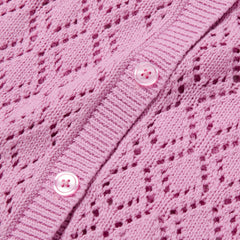 Girls Button Front Pointelle Knit Cardigan