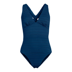 Women's Seersucker Plunge Twist Back Ultra High Leg One Piece Swimsuit