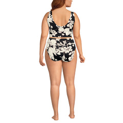 Women's Plus Size Tugless Midkini Top and High Waisted Bottom Swimsuit Set