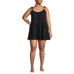 Women's Plus Size Oversized Cotton Gauze Tiered Mini Cover-up Dress