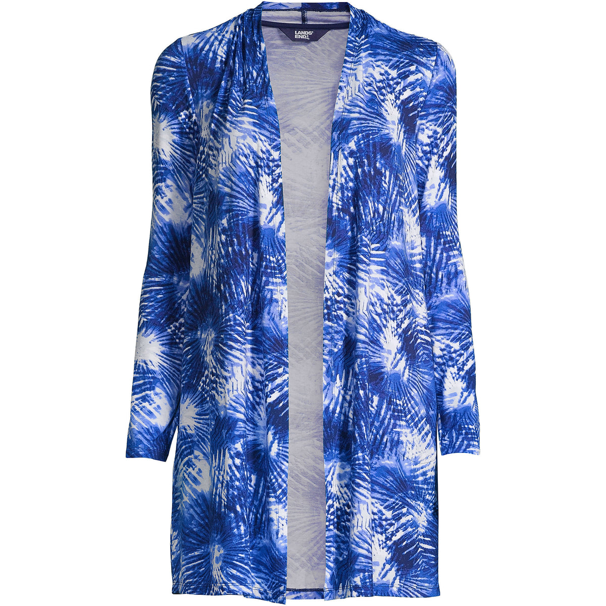 Women's Petite Lightweight Jersey Knit Long Cardigan Print