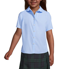 School Uniform Girls Short Sleeve Peter Pan Collar Broadcloth Shirt