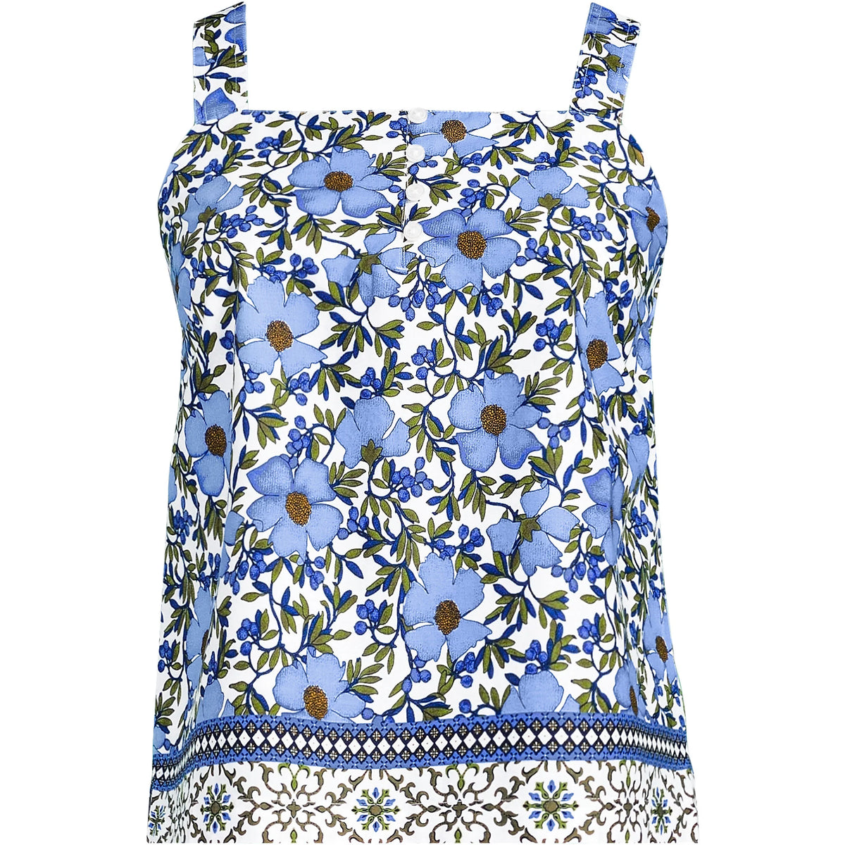 Women's Plus Size Poplin Square Neck Sleeveless Shell