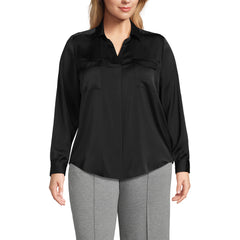 Women's Plus Charmeuse Utility Popover Blouse