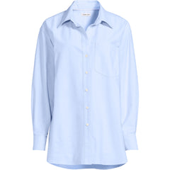 Women's Petite Oversized Oxford Button Front Shirt