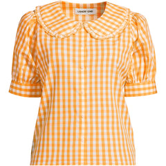 Women's Carefree Cotton Puff Sleeve Statement Collar Shirt