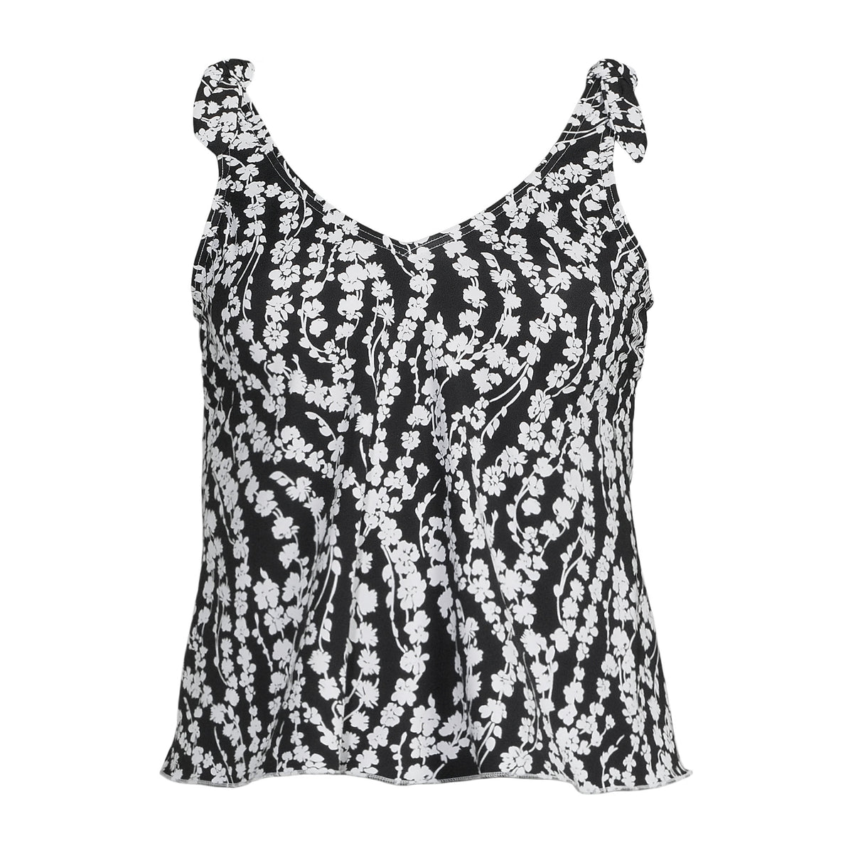 Women's D-Cup Tie Shoulder Flutter Tankini Top