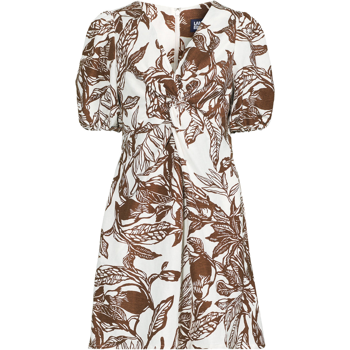 Women's Plus Size Linen Above the Knee Puff Sleeve Dress