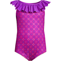 Girls Scoop Ruffle Neck One Piece Swimsuit