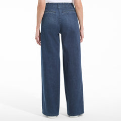 Women's Tall Soft Denim High Rise Pleated Wide Leg Trousers