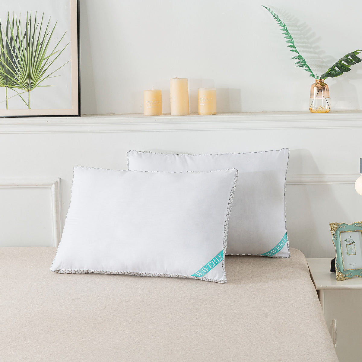 Waverly Antimicrobial 180 Thread Count Cotton Down Alternative Gusseted Bed Pillow