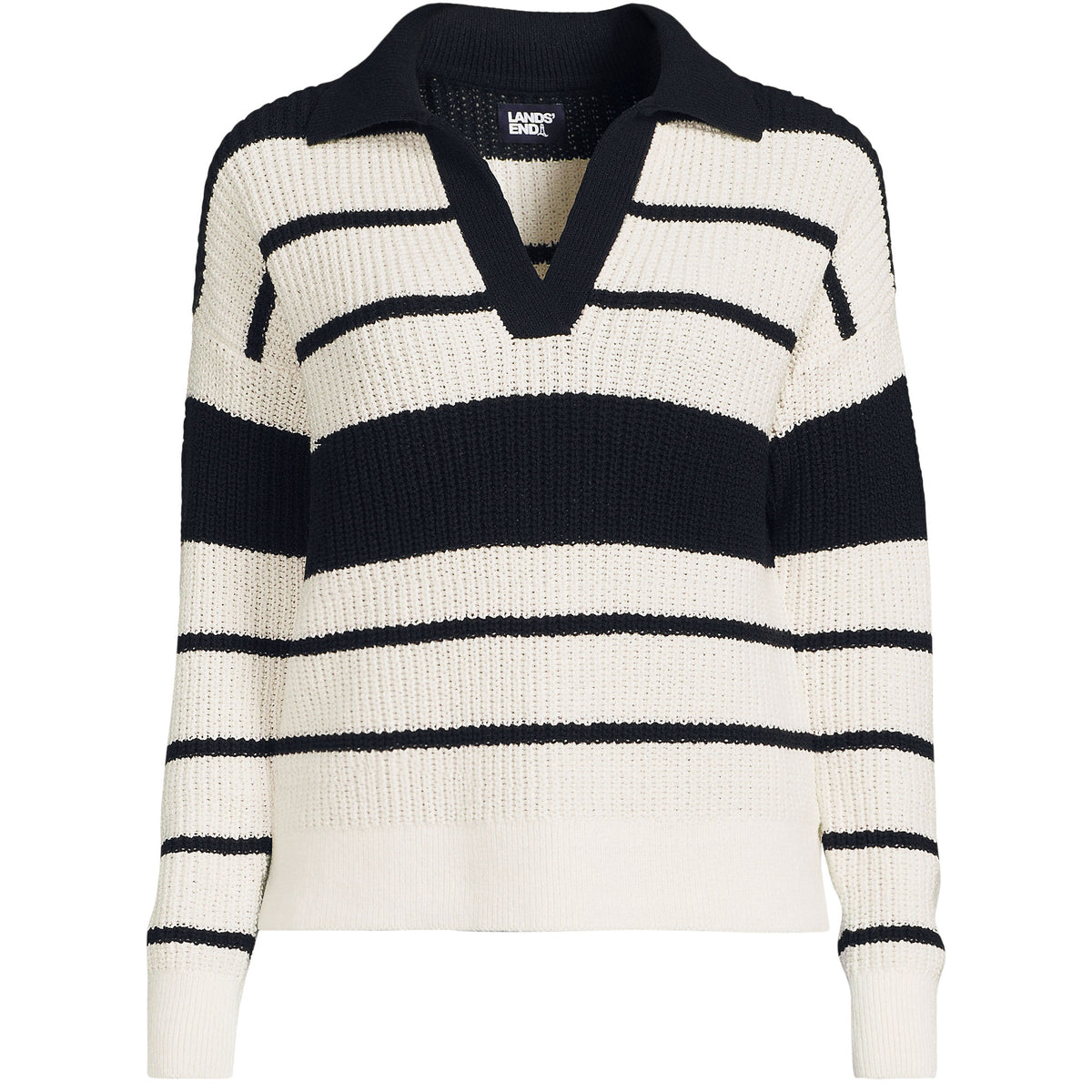 Women's Plus Size Cotton Boucle Johnny Collar Shaker Pullover
